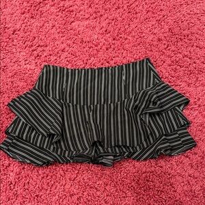 Black and White Striped Ruffle Skort